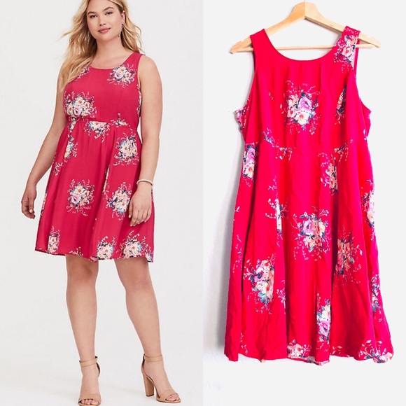 torrid Dresses & Skirts - Torrid Pink Floral Tie Back Challis Mini Dress sz0